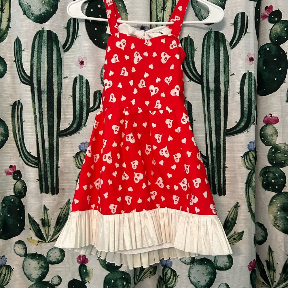 Red Heart Pattern Kids Dress